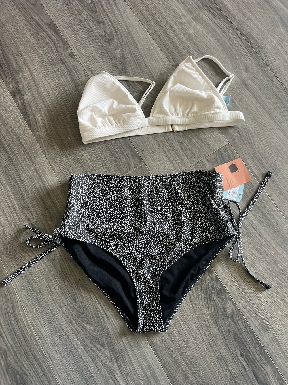 Billabong Black and White Speckled High-Waist Bikini Bottoms